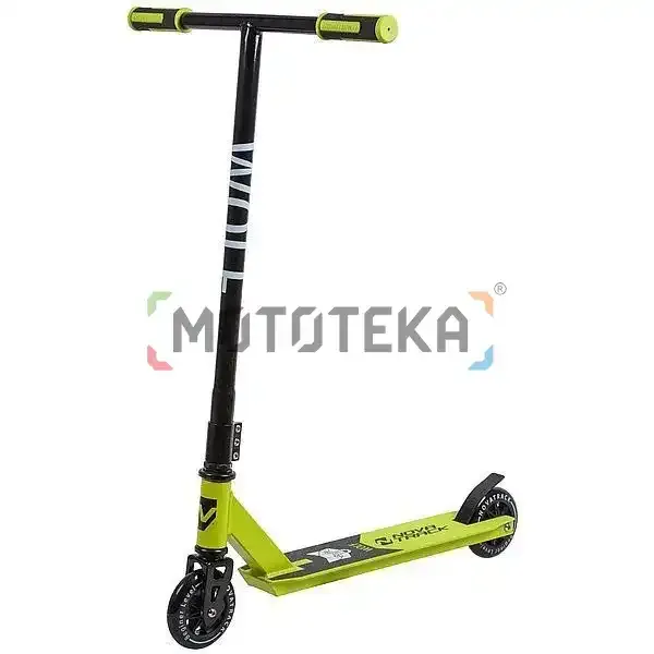 Самокат трюковый Novatrack (Новатрак) WOLF EL, 100 мм чёрно-зелёный