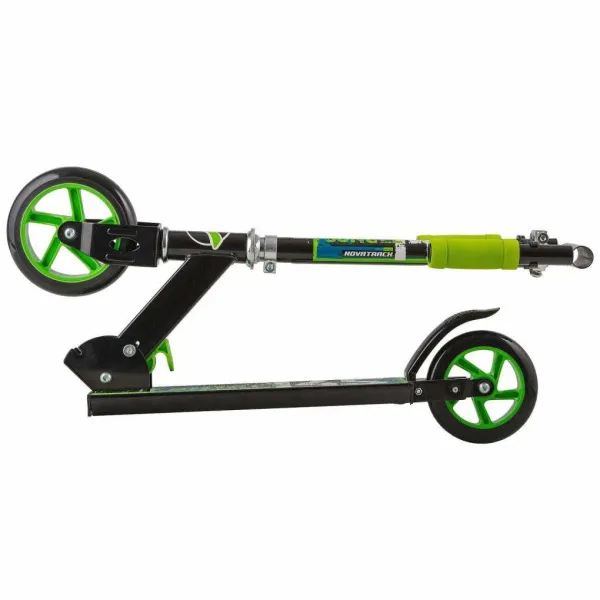 Самокат городской Novatrack (Новатрак) Jungle, сталь, складной, ватер стикер, колеса дизайн.145*125ммPU, черно-зеленый | Мототека