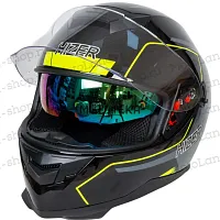 Шлем мото интеграл HIZER (Хайзер) J5318 №1 (XL) black/yellow (2 визора)