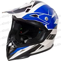 Шлем мото кроссовый HIZER (Хайзер) 915 №8 (XL) white/blue/black