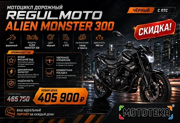 🖤 ЧЁРНЫЙ ХИЩНИК В ГОРОДЕ! Regulmoto ALIEN MONSTER 300 со скидкой почти 60 000 ₽! 🖤